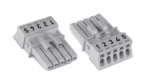 890-245 - Socket; 5-pole; Cod. B; 1,50 mm²; gray 890-245 - Socket; 5-pole; Cod. B; 1,50 mm²; gray