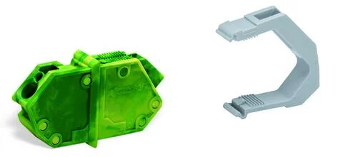 826-161/000-016 - Through-panel terminal block; with end plate and retaining clip; 1-pole; for plate thickness 1-4 mm; 7 mm wide; with direct ground contact; green-yellow