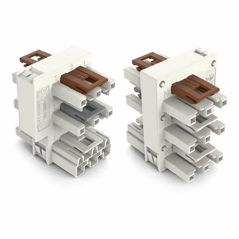 770-688 - Distribution connector for switches; Single-pole and throttle two-way circuit; 3-pole; Cod. A/S; 1 input; 5 outputs; white