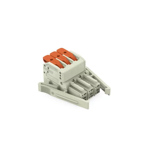 831-1103/037-000 - 1-conductor female connector; lever; Push-in CAGE CLAMP®; 10 mm²; Pin spacing 7.62 mm; 3-pole; 100% protected against mismating; Lateral locking levers; 10,00 mm²; light gray