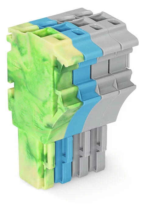 2022-104/000-039 - 1-conductor female connector; Push-in CAGE CLAMP®; 4 mm²; Pin spacing 5.2 mm; 4-pole; 4,00 mm²; green-yellow/blue/gray