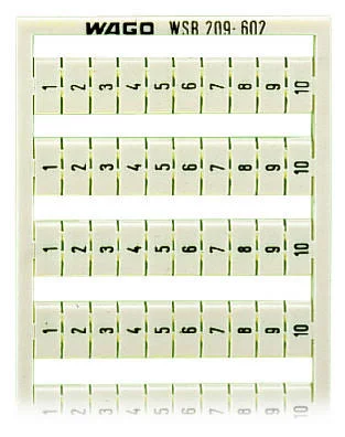 209-602 - WSB marking card; as card; MARKED; 1 ... 10 (10x); not stretchable; Vertical marking; snap-on type; white