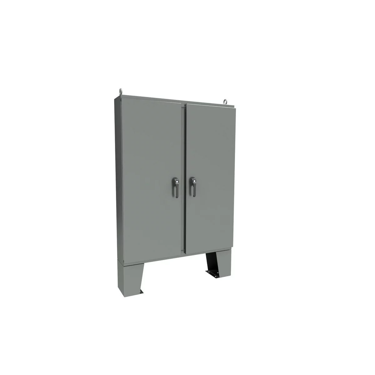 WRD626012N4D3PT - NEMA 4 2-Door Floor Mount Enclosure with KwikHinge™ 62X60X12 Carbon Steel - Gray