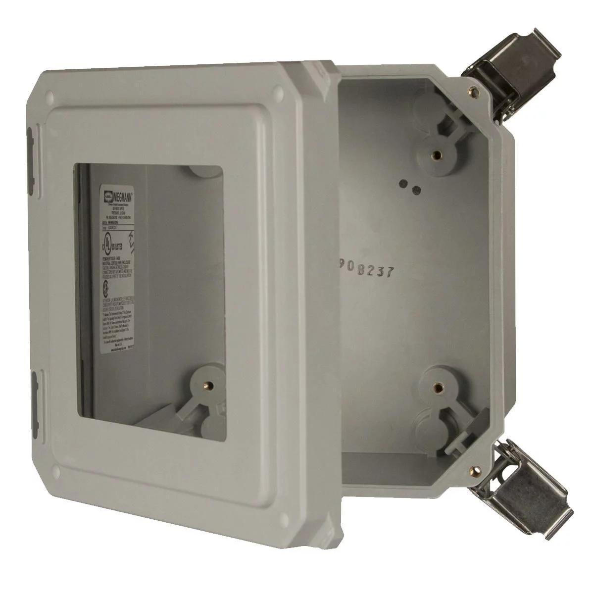 HW-121006CHQRW - NEMA 4X Continuous Hinge Quick Release Padlockalbe With Window 12X10X6 Fiberglass-Opaque